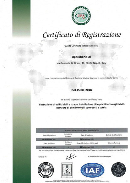 certificato iso 45001